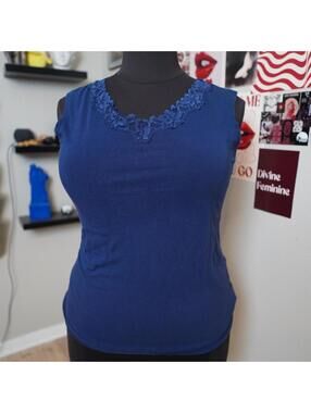 White Stag Lace Tank Blue XL Y2K Coquette